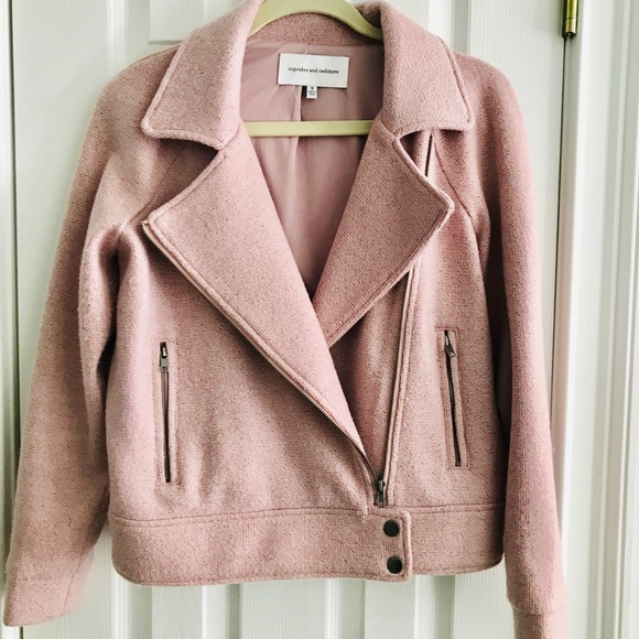 cupcakes & cashmere Jackets & Blazers - Pink Knit Moto Jacket